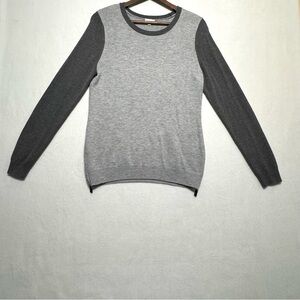 Talbots Wool blend Women Gray Crewneck Sweater with Dark Sleeves Size M